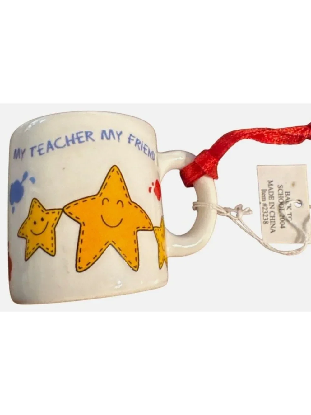 VTG My #1 Teacher Ceramic Mini Mug Cup Ornament Holiday Decor School Apple BTS